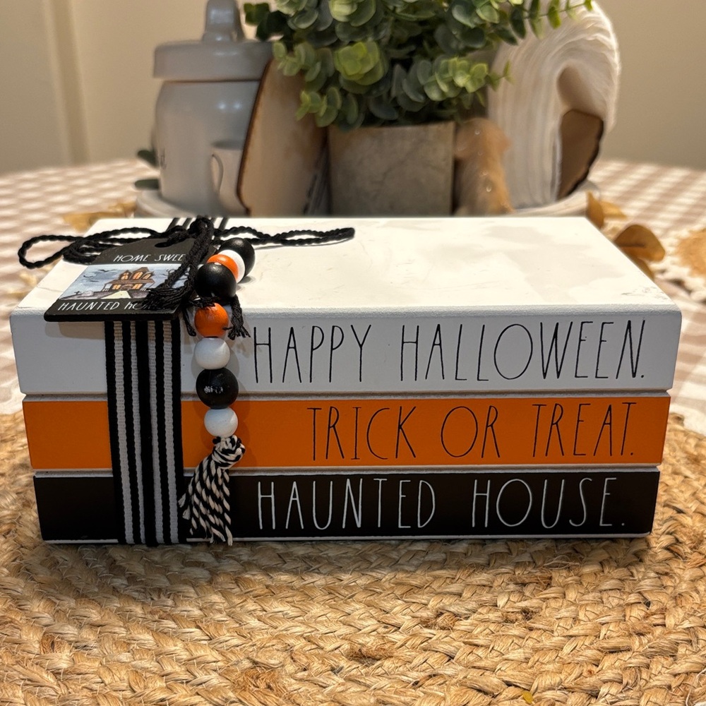 Rae Dunn Halloween Decor in Black, Orange, and White